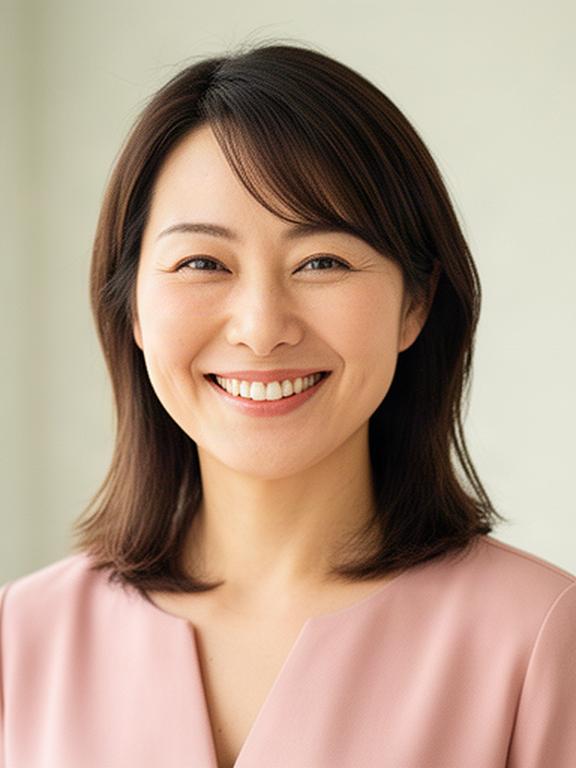 柔らかな自然光のスタジオで笑顔を見せるプロフィール写真の撮影後イメージ